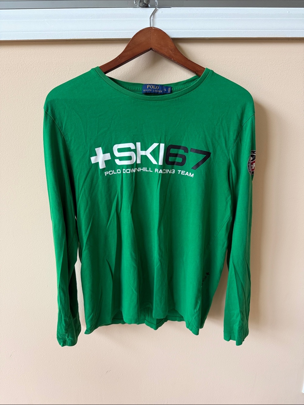 Like-new Polo by Ralph Lauren Green Long-Sleeve SKI 67 Graphic Tee